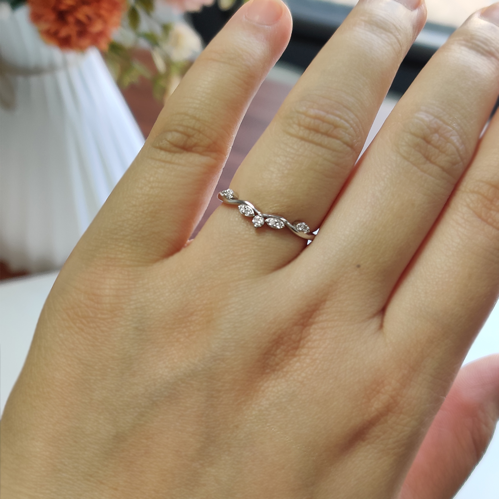 Twisted vine engagement ring deals with wedding band